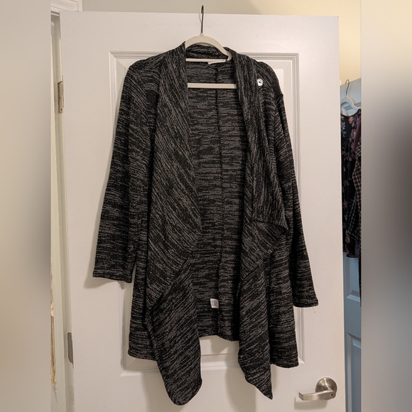 Habitat Sweaters - Habitat- Black and Gray Open Cardigan With Multiple Button Closures